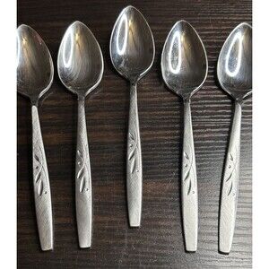 Vtg Oneida Will O Wisp Stainless Steel Teaspoons Set of 5 Flatware Replacements